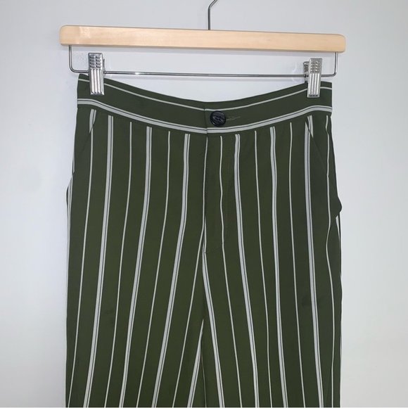 emory park Trousers Size Small Striped Green White Wide Leg Pants Lined NWOT - Picture 3 of 10